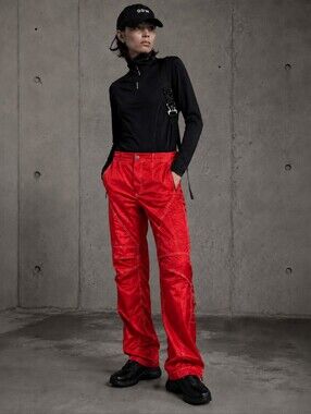 1017 ALYX 9SM Matthew Williams Spring 2019 Red Nylon Moto Pants IT 38l